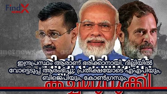 ഇന്ദ്രപ്രസ്ഥം ആരാണ് ഭരിക്കാനായി, ദില്ലിയിൽ വോട്ടെടുപ്പ് ആരംഭിച്ചു; പ്രതീക്ഷയോടെ എഎപിയും, ബിജെപിയും, കോൺഗ്രസും.